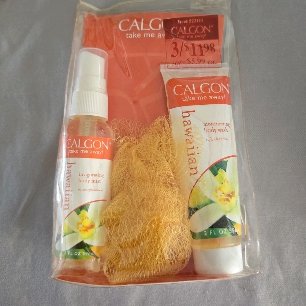 Rare Calgon Take Me Away HAWAIIAN, Pouf, Body, Wash Gift Set - Picture 3 of 4